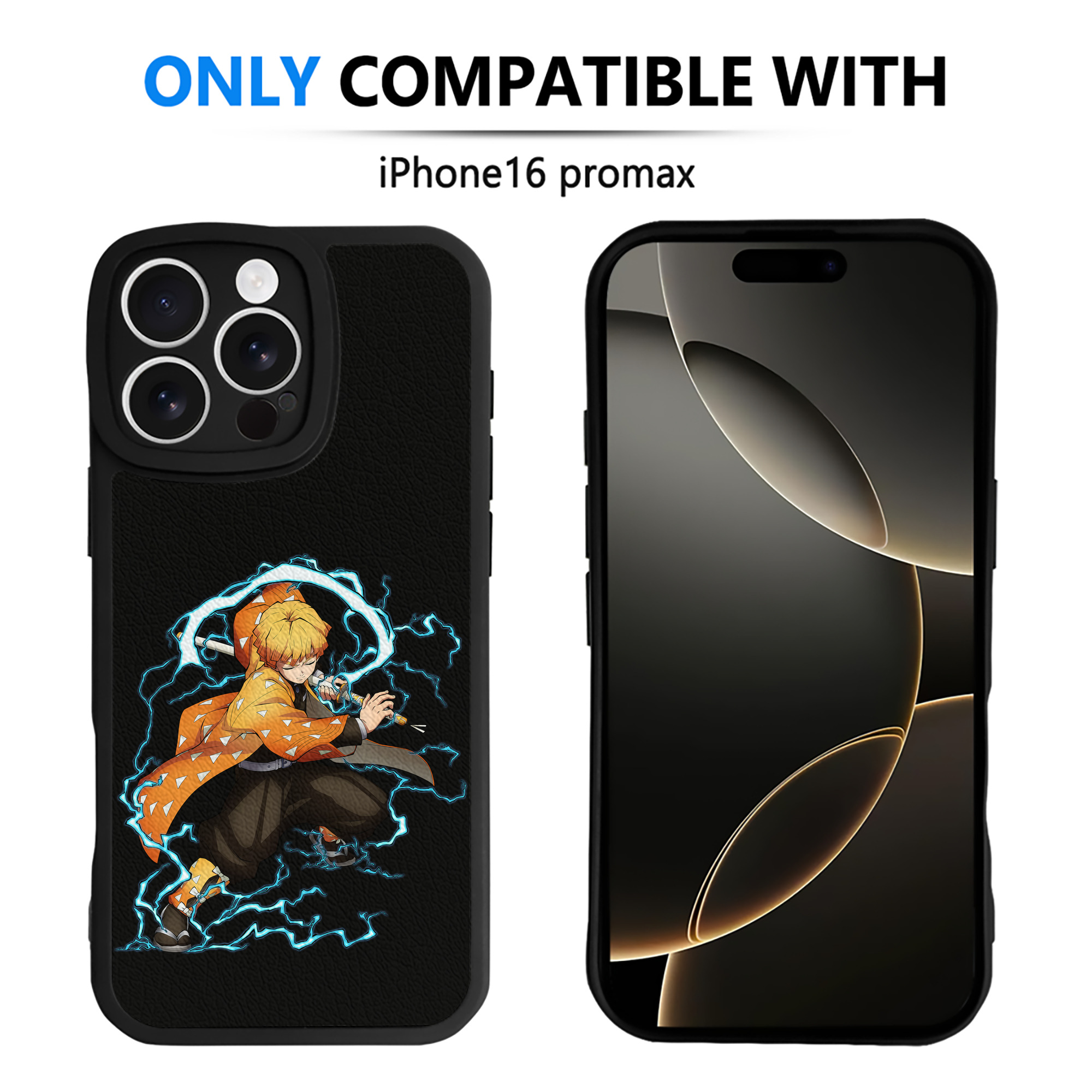 （画像用） 鬼滅の刃（きめつのやいば）我妻 善逸／あがつま ぜんいつ Agatsuma Zenitsu 【iPhone 16シリーズ対応】シリコンスマホケース（レザー調） 材質：シリコン